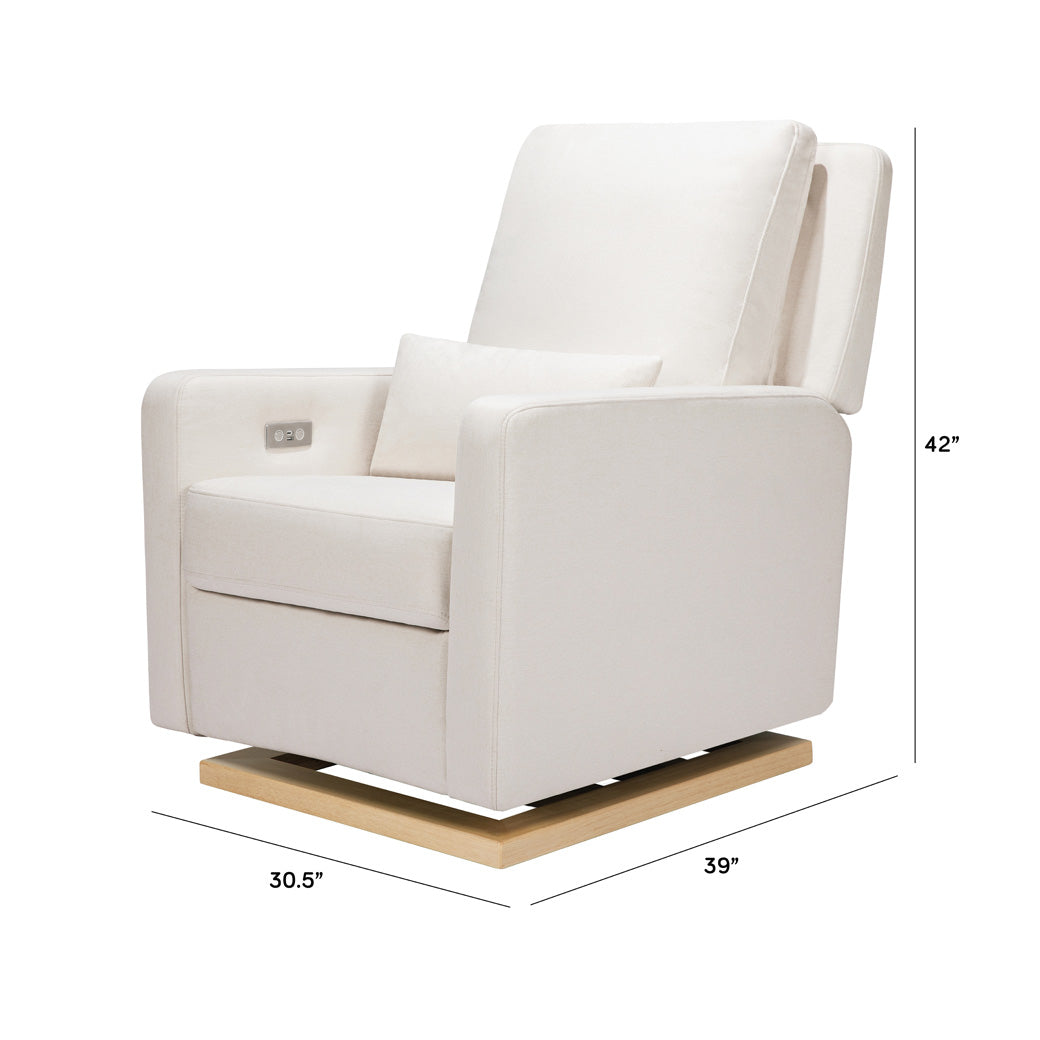 Dimensions Babyletto Sigi Electronic Glider Recliner in -- Color_Performance Cream Eco-Weave