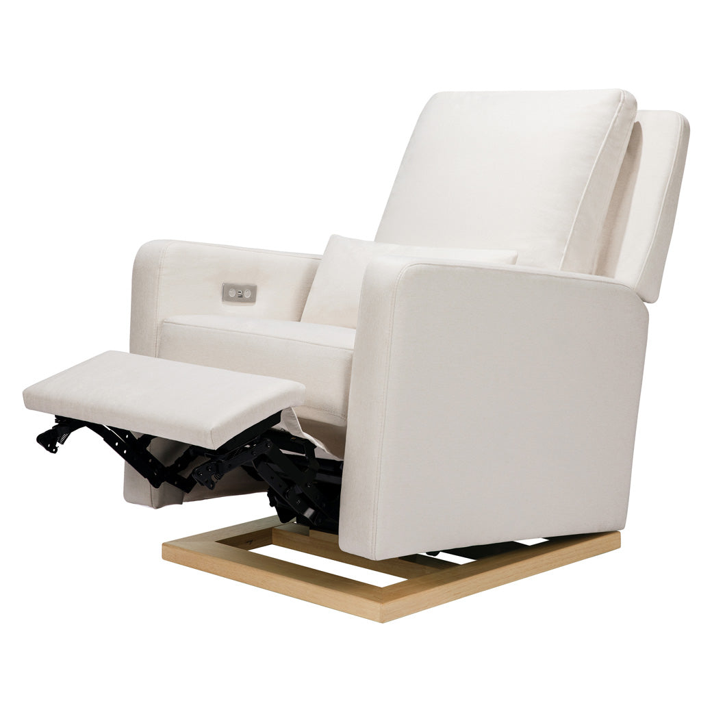 Babyletto Sigi Electronic Glider Recliner with footrest up  in -- Color_Performance Cream Eco-Weave