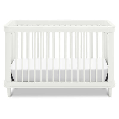Front view of The Namesake Marin 3-in-1 Convertible Crib in -- Color_White/Honey Cane