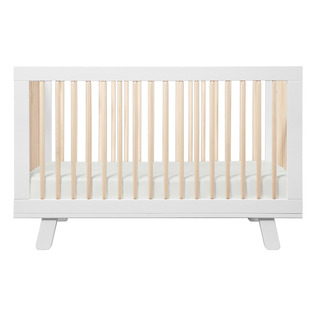Profile View of Babyletto Hudson 3-in-1 Crib in -- Color_Washed Natural/White