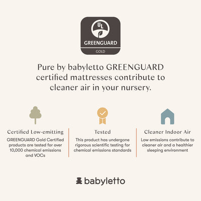 Certifications of Babyletto's Pure Core 2-Stage Crib Mattress + Dry Waterproof Cover