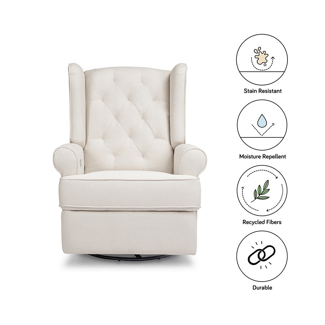 Features of the Namesake's Harbour Power Recliner in -- Color_Performance Cream Eco-Weave