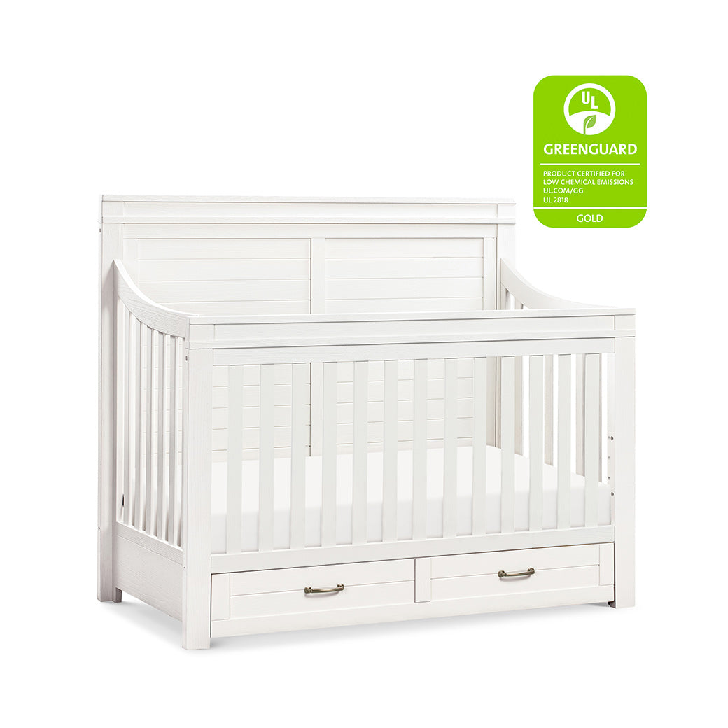 Namesake's Wesley Farmhouse 4-in-1 Convertible Storage Crib with GREENGUARD tag in -- Color_Heirloom White