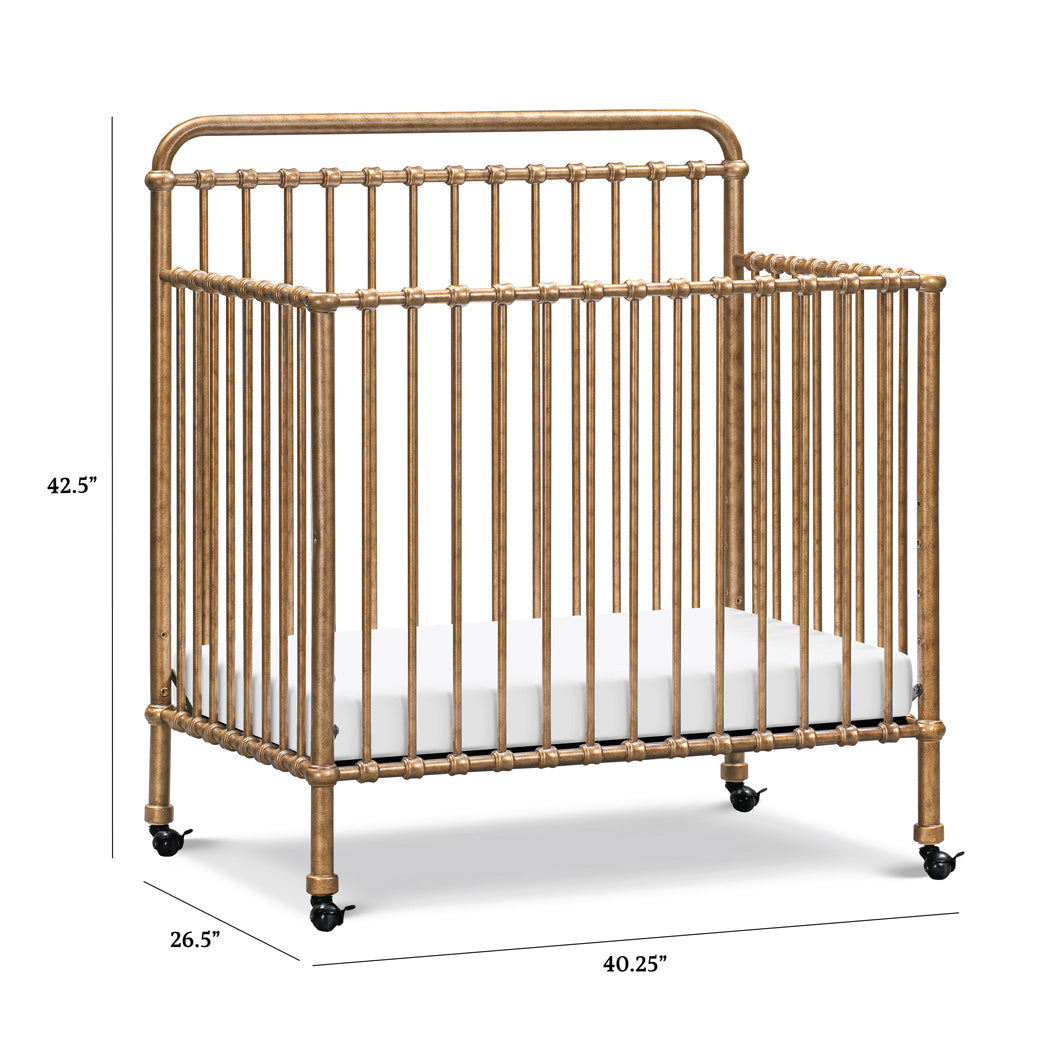 Dimensions of Namesake's Winston 4-in-1 Convertible Mini Crib in -- Color_Vintage Gold