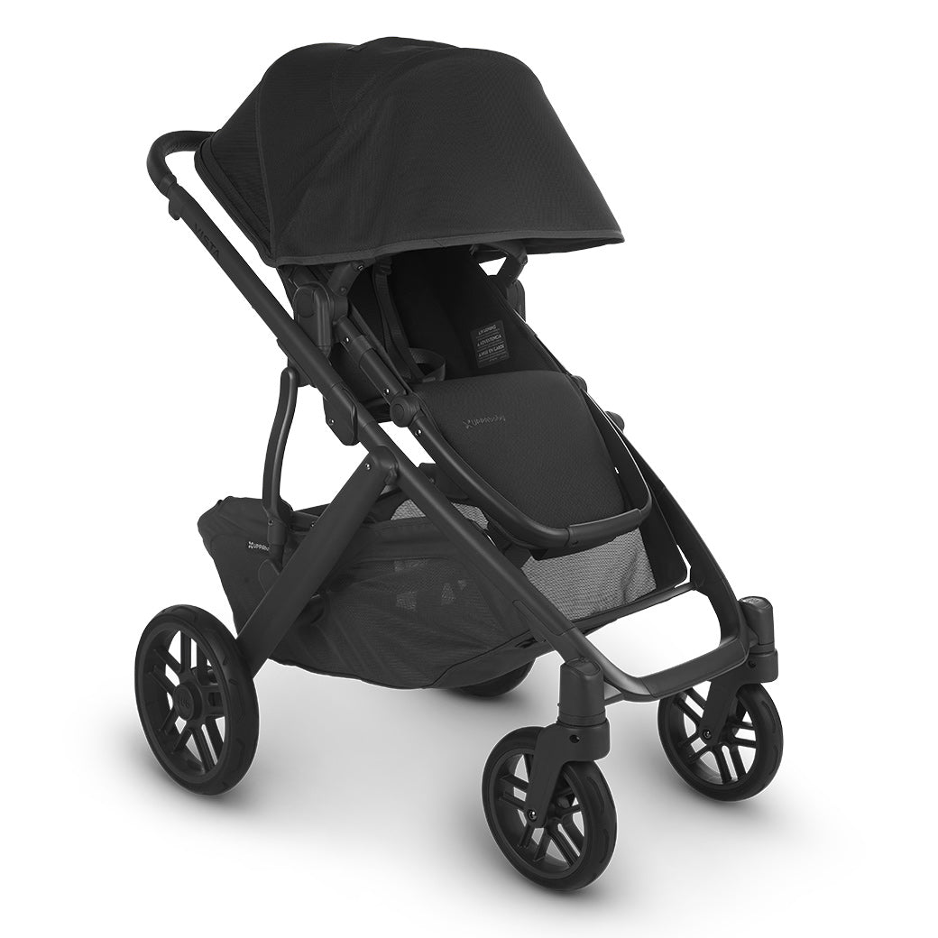 The extended sunshade on left side view of the uppababy vista v2 stroller -- Color_Jake