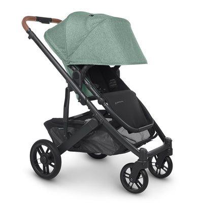 Right angled view of UPPAbaby Cruz V2 Stroller with canopy down  in -- Color_Gwen