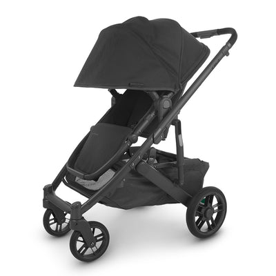 Angled view of UPPAbaby CRUZ V2 Stroller with canopy down in -- Color_Jake