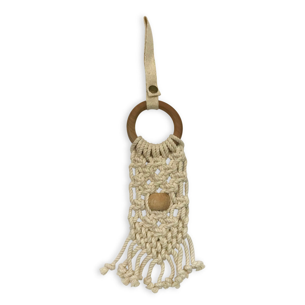 Hand knotted toy with one bead of Finn and Emma Play Gym in -- Color_White _ Macrame