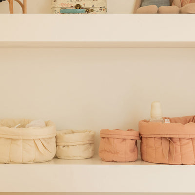 Lorena Canals Bambie Quilted Baskets on a shelf in -- Color_Nude