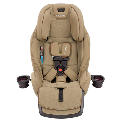 Front View with cup holders showing on Nuna EXEC Car Seat in Color_Oak