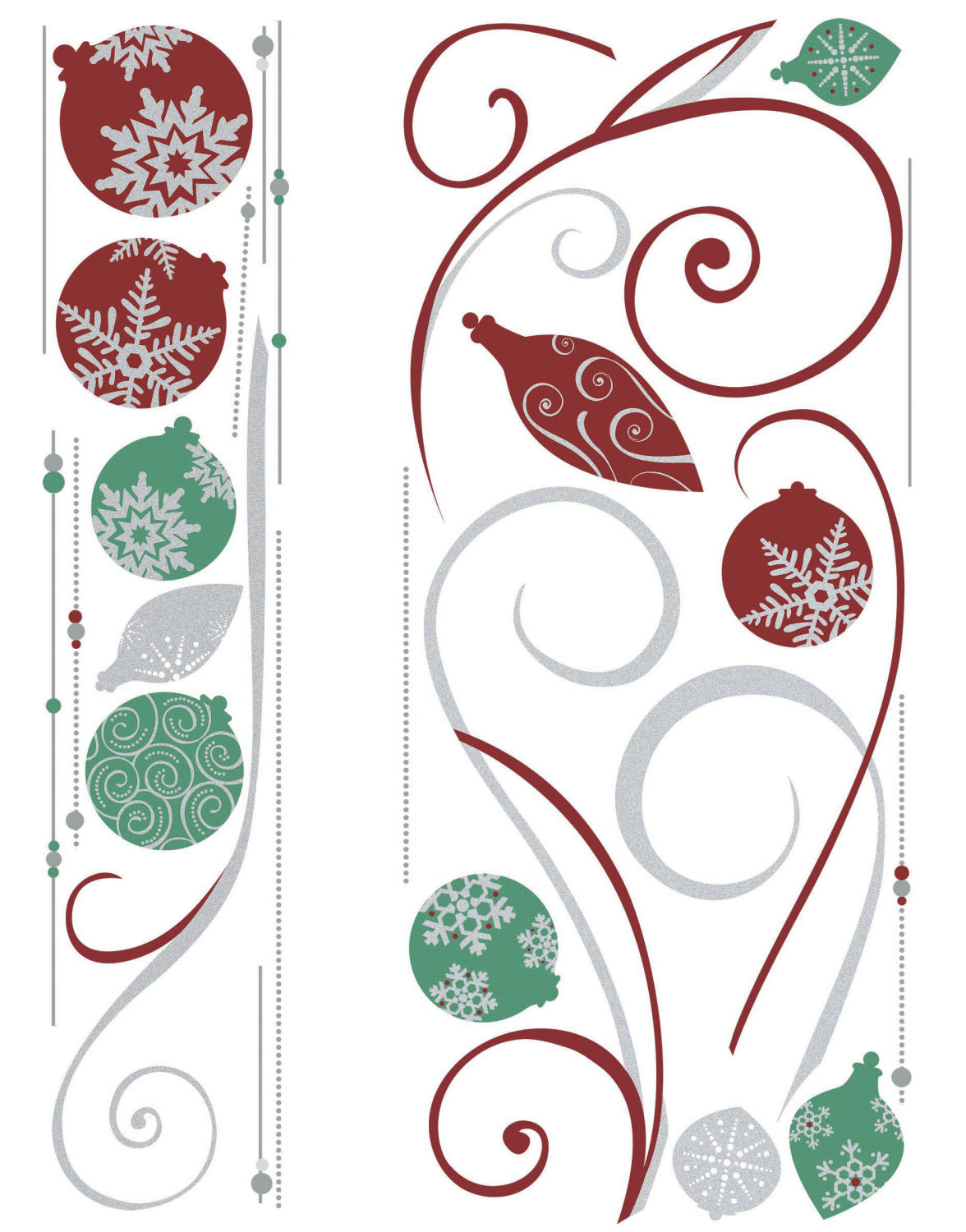 Holiday Scroll Peel and Stick Giant Wall Decals with Glitter & Metallic Inks