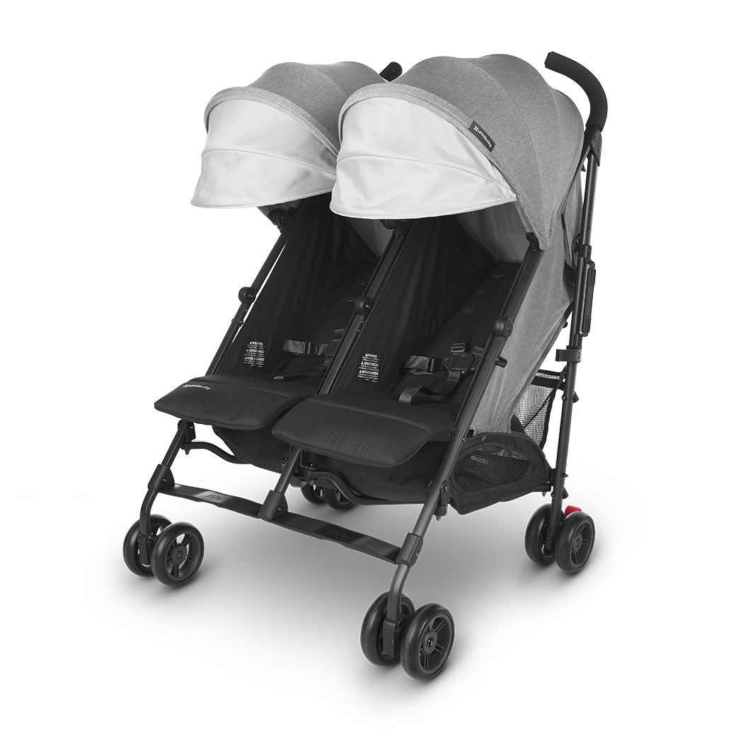 UPPAbaby G Link V2 Stroller with canopies down and reclined seats in --Color_Greyson