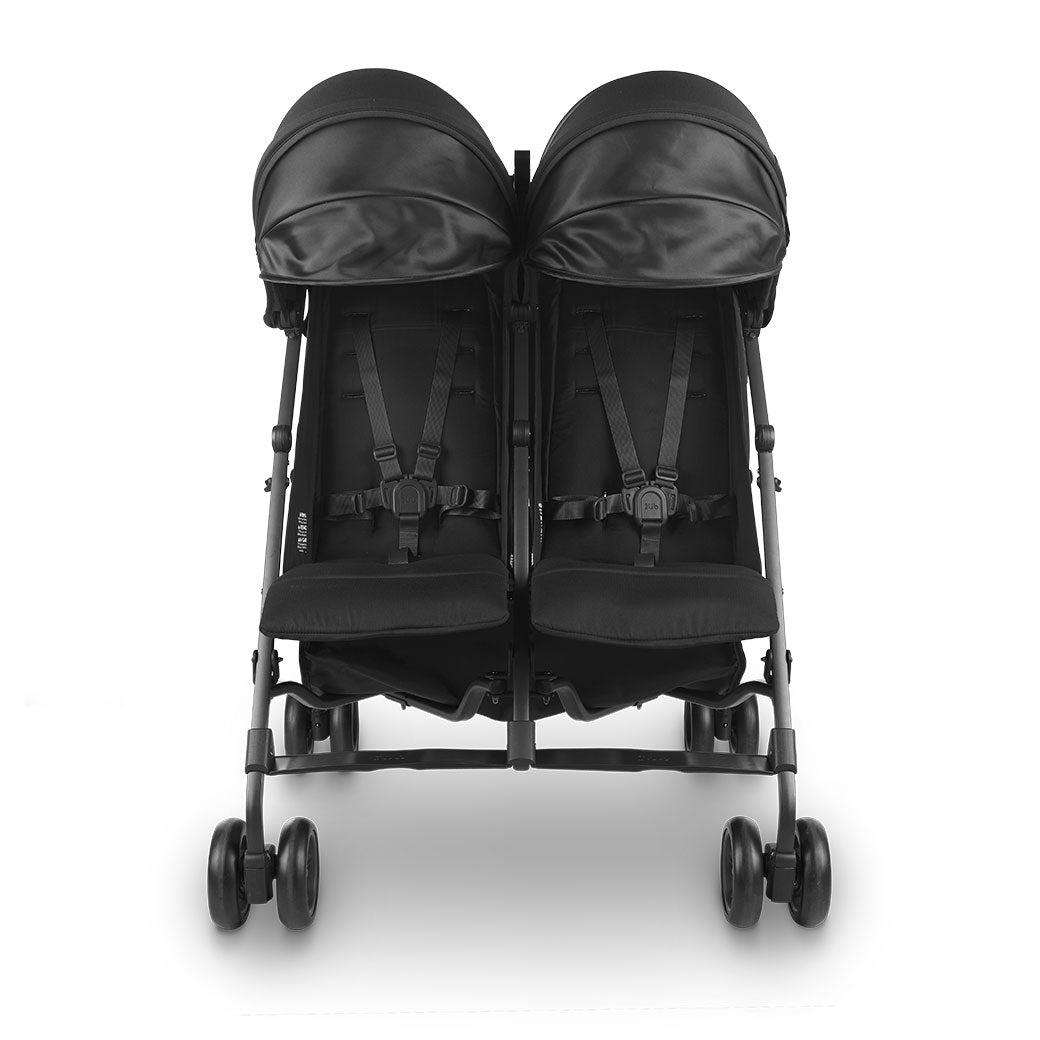 Front view of UPPAbaby G Link V2 Stroller with both canopies down  in --Color_Jake