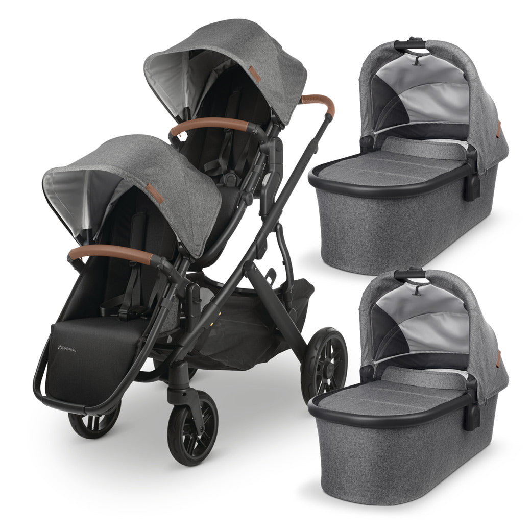 UPPAbaby Vista V2 Twin Stroller with two bassinets in -- Color_Greyson