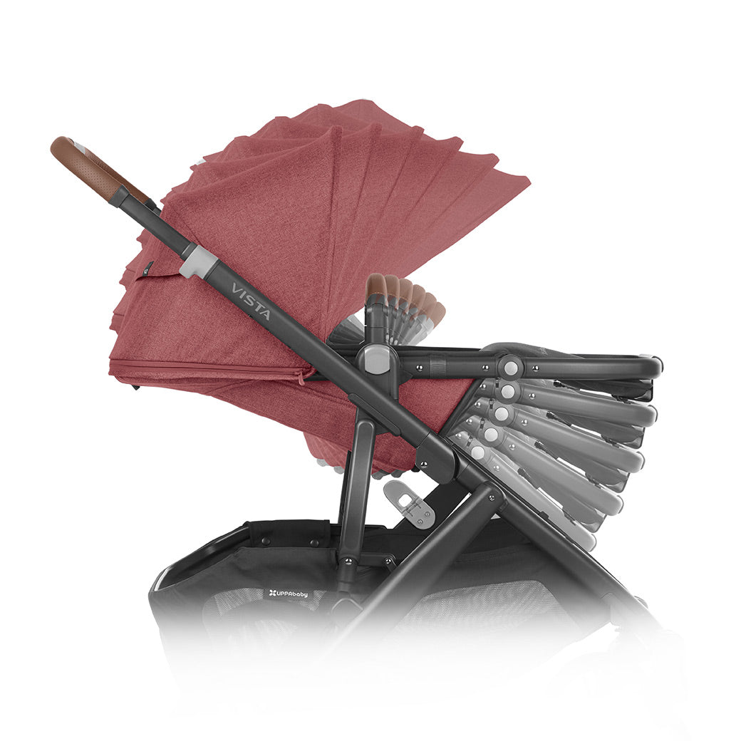 Reclining range of the UPPAbaby VISTA V2 Stroller with in -- Color_Lucy