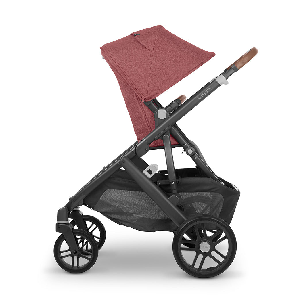 Rear-facing configuration of the stroller seat on the UPPAbaby Vista v2 stroller in -- Color_Lucy