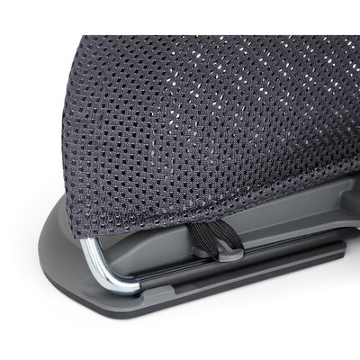 Closeup of the BABYBJÖRN Bouncer Bliss frame with attached fabric in -- Color_Anthracite (Slate Gray) Mesh