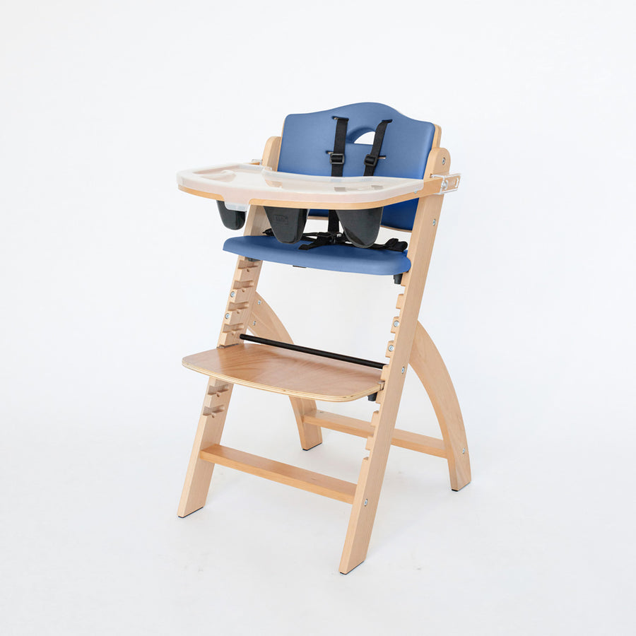 abiie beyond vs stokke Abiie Beyond Junior Y High Chair with Cushion & Tray, Natural Wood / Green Cushion