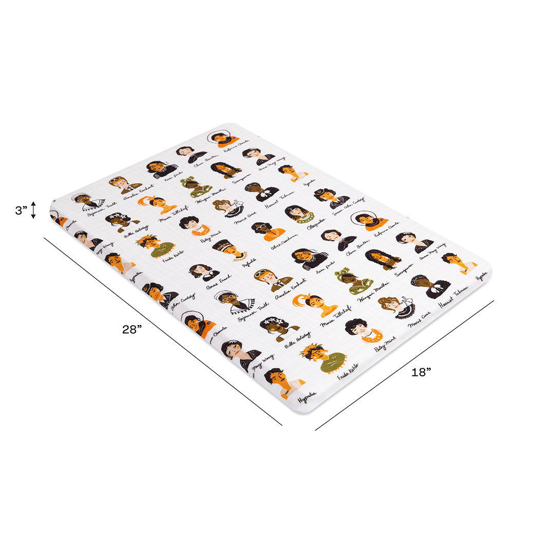 Dimensions of the Babyletto All-Stages Bassinet Sheet In GOTS Certified Organic Muslin Cotton in -- Color_Women In History