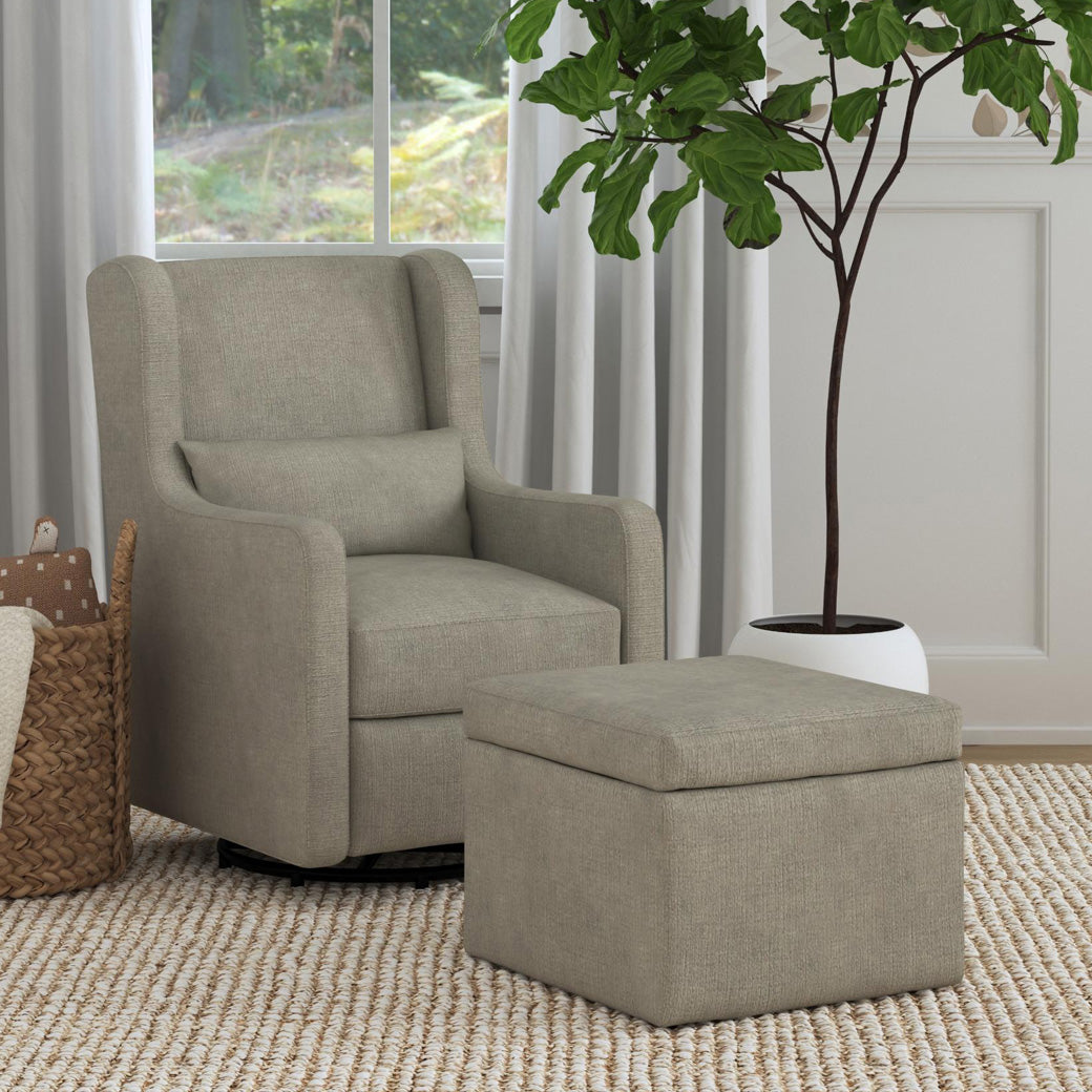 Adrian Swivel Glider With Storage Ottoman