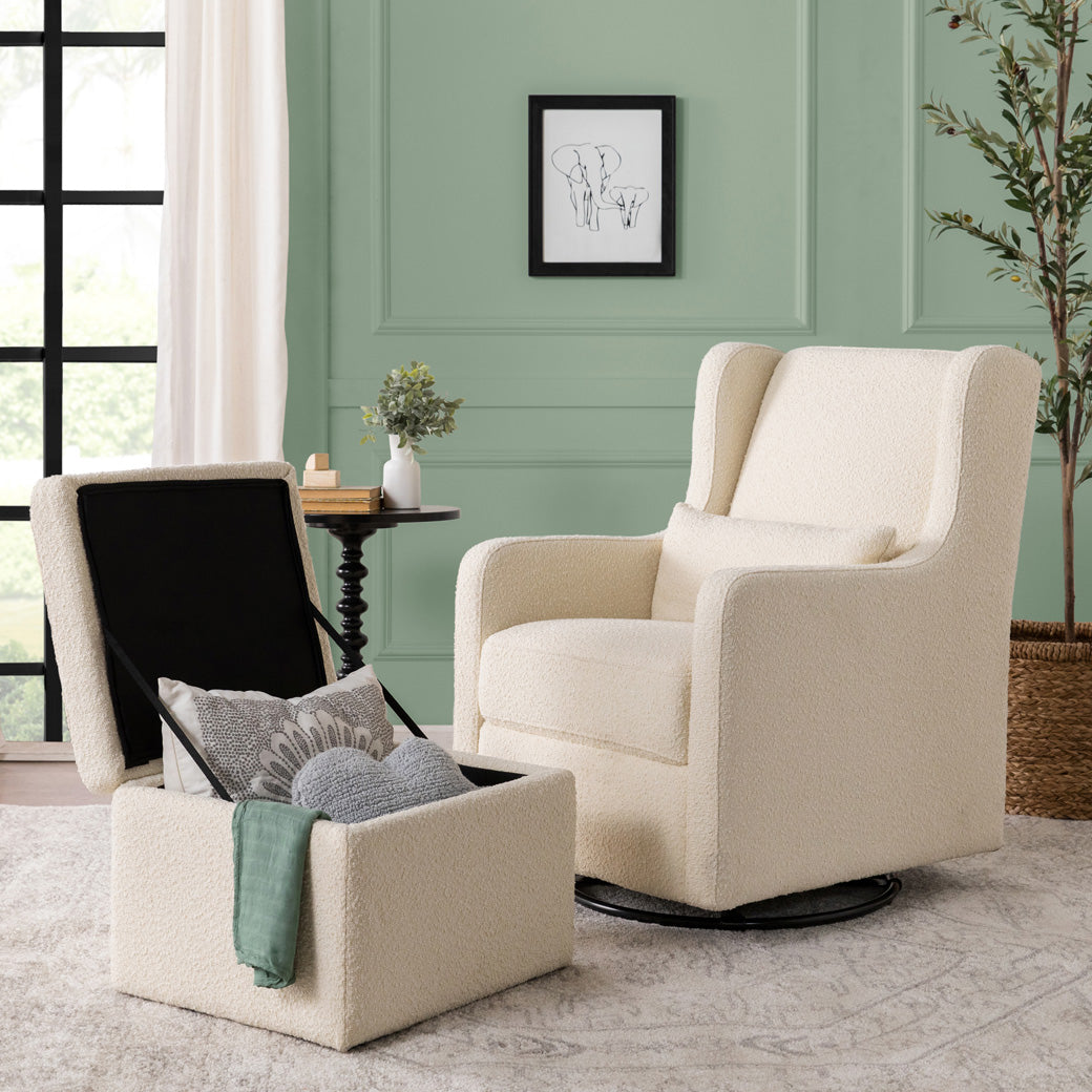 Adrian Swivel Glider With Storage Ottoman