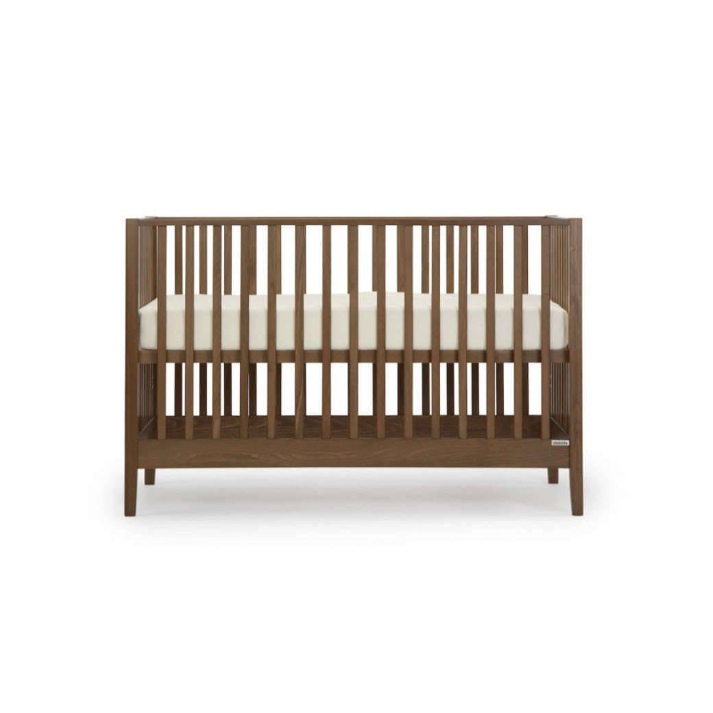 Dadada Lala 3-in-1 Convertible Crib with mattress completely raised  in - Color_Walnut