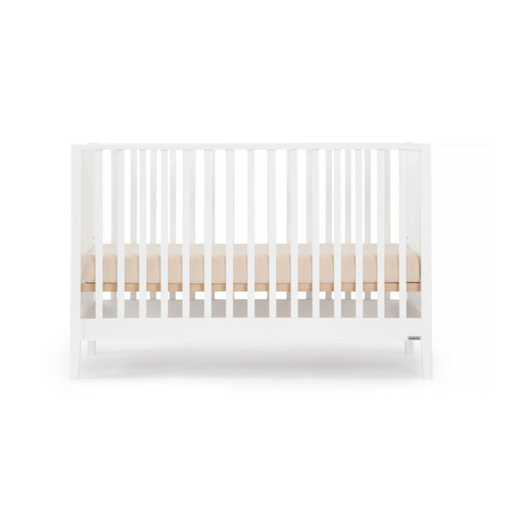 Dadada Lala 3-in-1 Convertible Crib with mattress raised half way  in - Color_White
