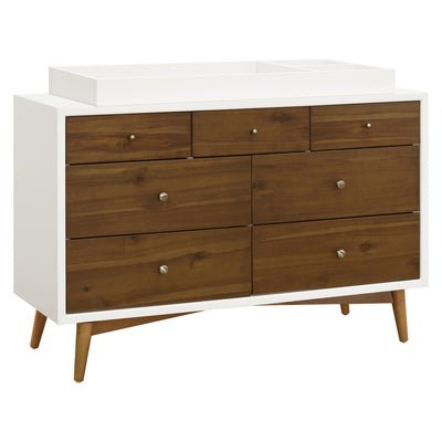 Babyletto's Palma 7-Drawer Assembled Double Dresser with changing tray  in -- Color_Warm White with Natural Walnut