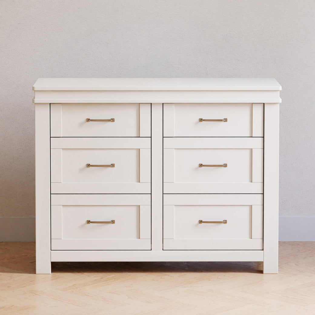 Front view of Namesake's Wesley Farmhouse 6-Drawer Double Dresser in a room in -- Color_Hairloom White