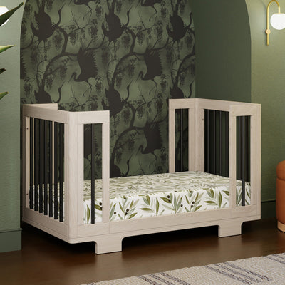 Babyletto's Yuzu 8-In-1 Convertible Crib With All Stages Conversion Kits as junior bed in -- Color_Washed Natural / Black