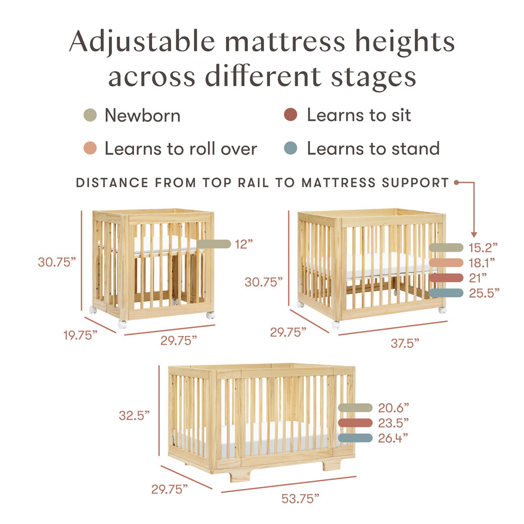 Yuzu 8-In-1 Convertible Crib With All Stages Conversion Kits