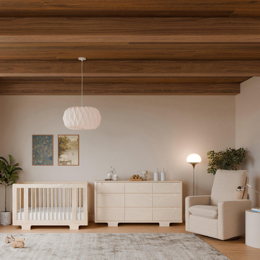 brown crib with white dresser Sorelle Farmhouse Room in a Box Weathered White