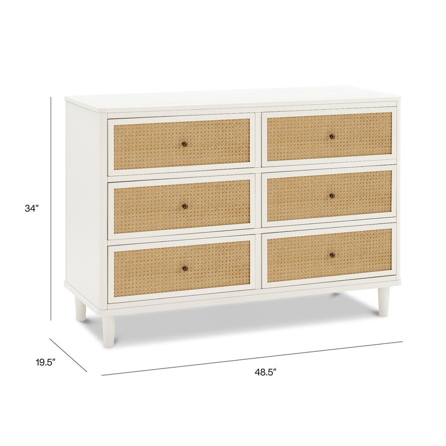 cane dresser Namesake Marin 6 Drawer Dresser with Cane, Warm White/Honey Cane