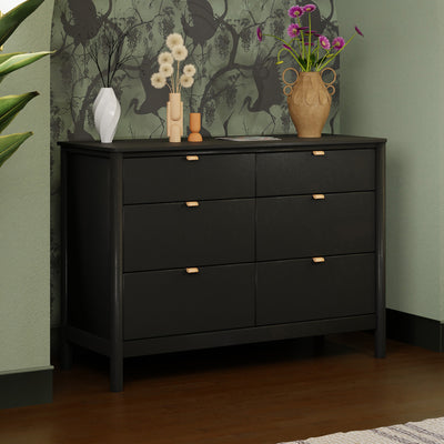Babyletto Bondi 6-Drawer Dresser  with vases on top in -- Color_Black