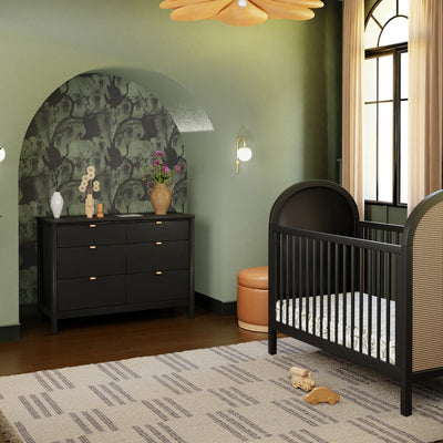 Babyletto Bondi 6-Drawer Dresser  next to window and crib in -- Color_Black