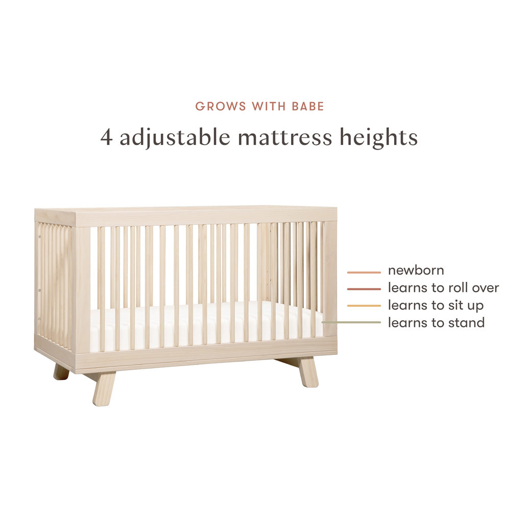 Mattress heights of The Babyletto Hudson 3-in-1 Crib in -- Color_Washed Natural