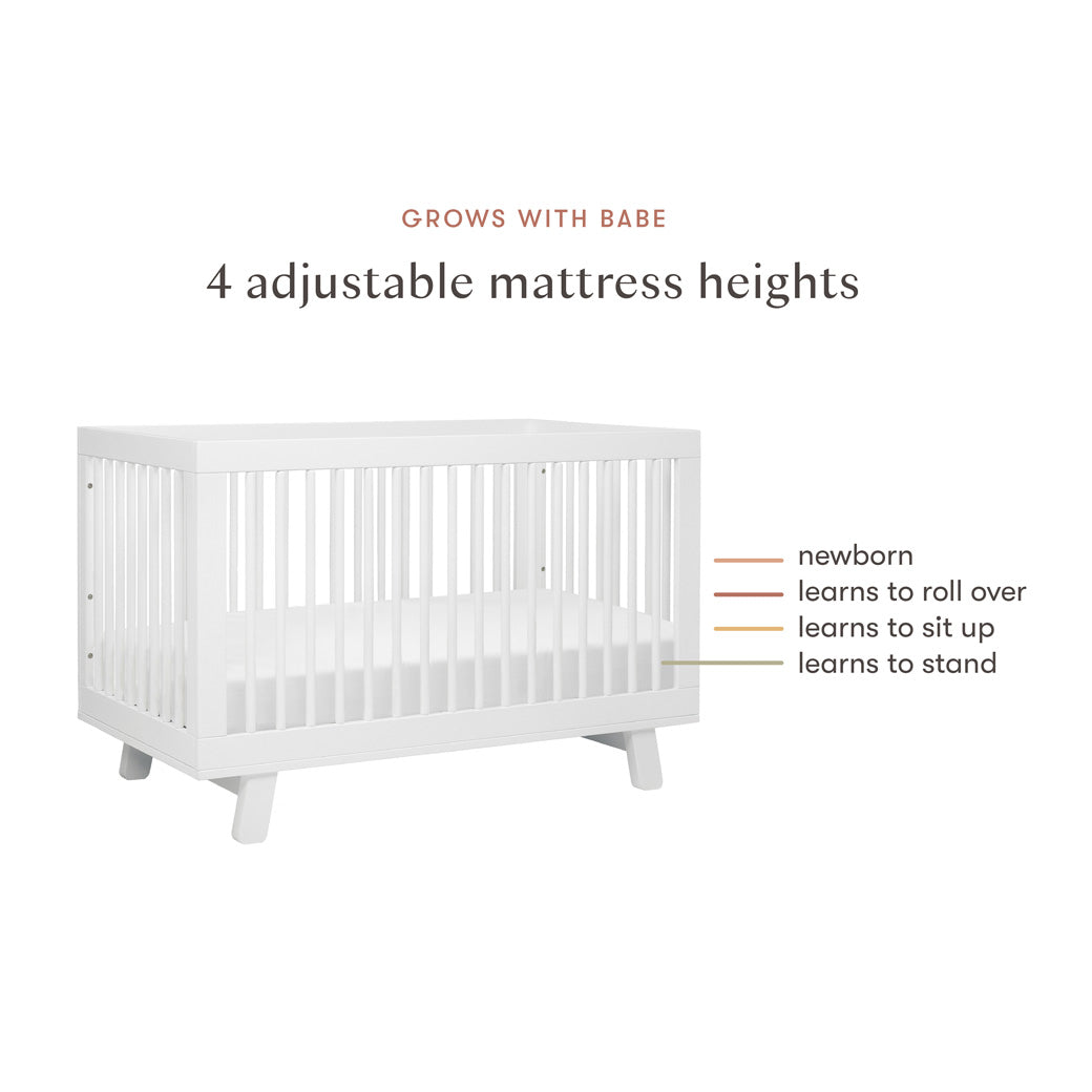Mattress heights of Babyletto Hudson 3-in-1 Crib in -- Color_White