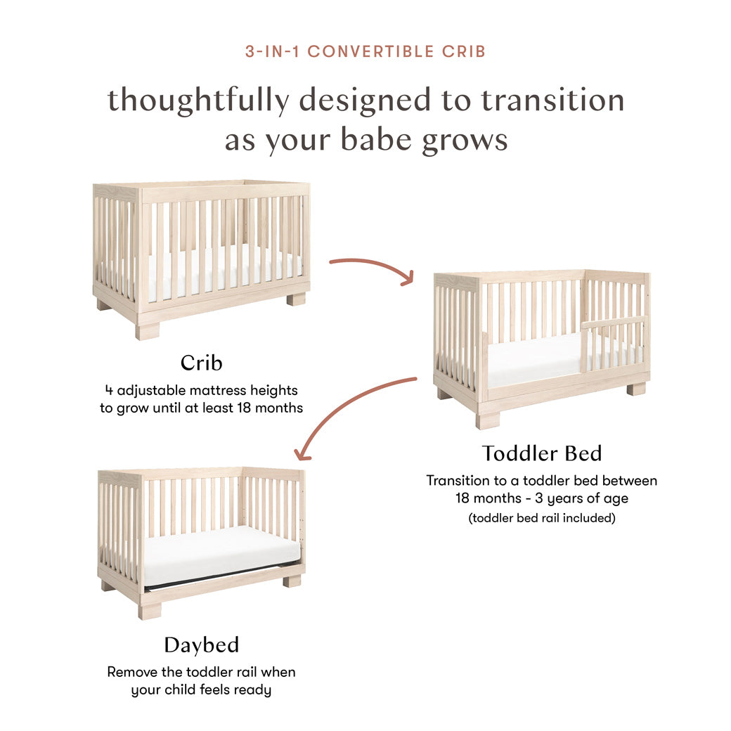 Modo 3-in-1 Convertible Crib with Toddler Bed Conversion Kit