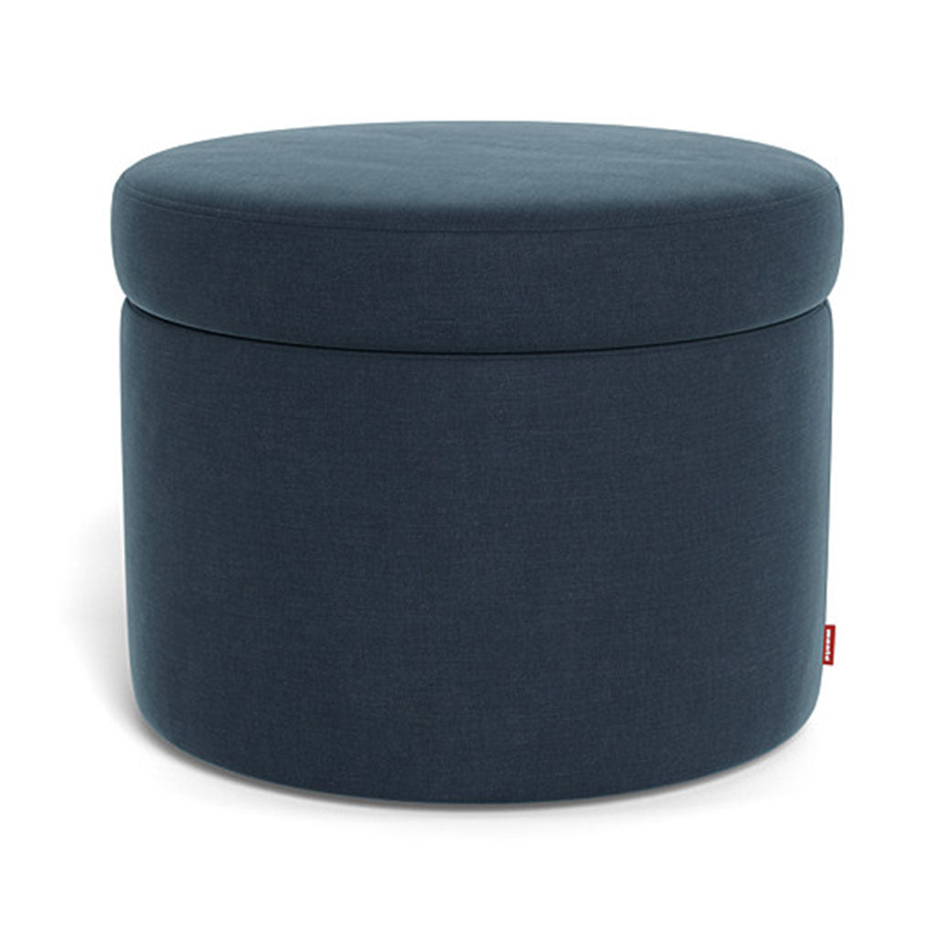 Monte Round Storage Ottoman in -- Color_Midnight Blue Brushed Cotton-Linen