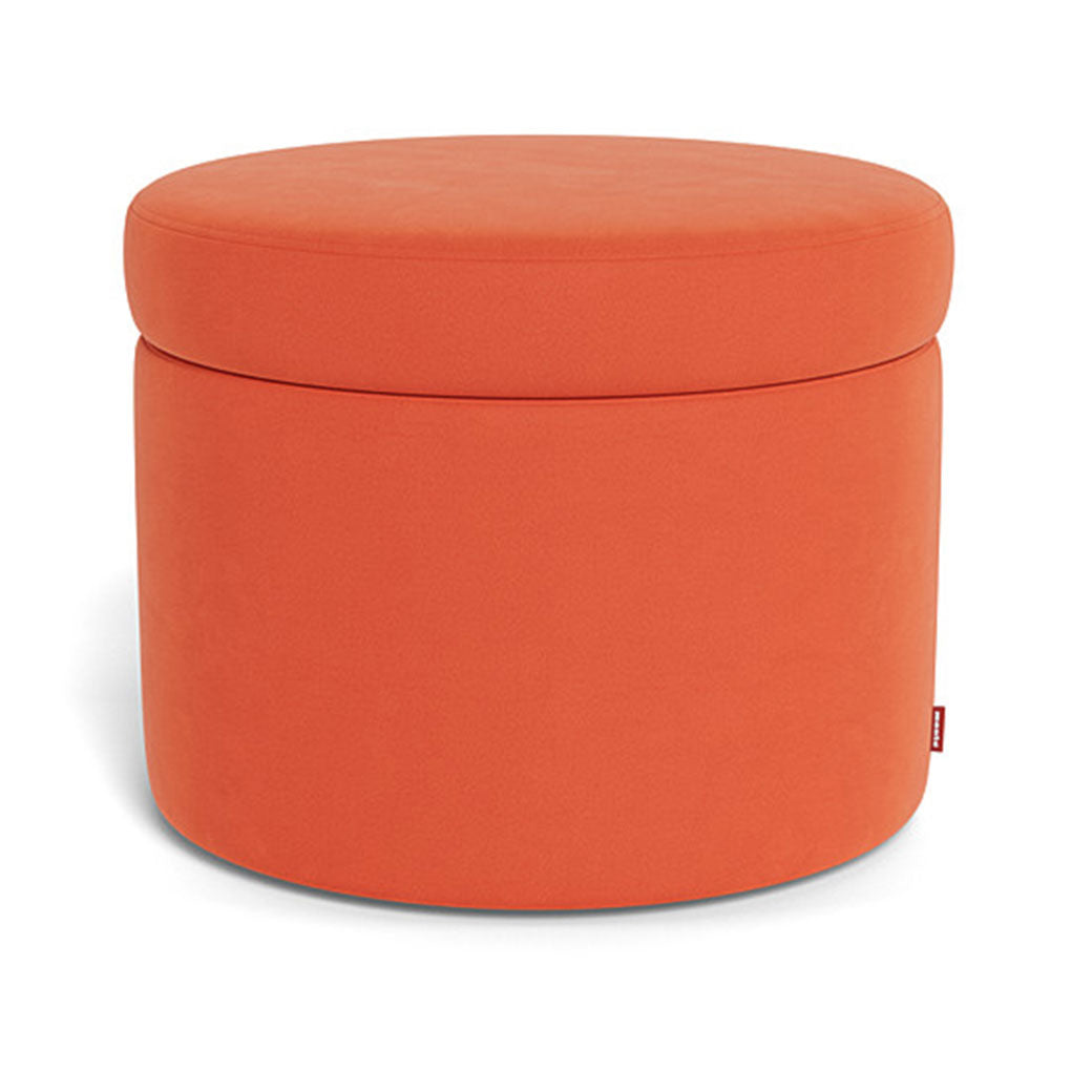 Monte Round Storage Ottoman in -- Color_Orange Microfiber
