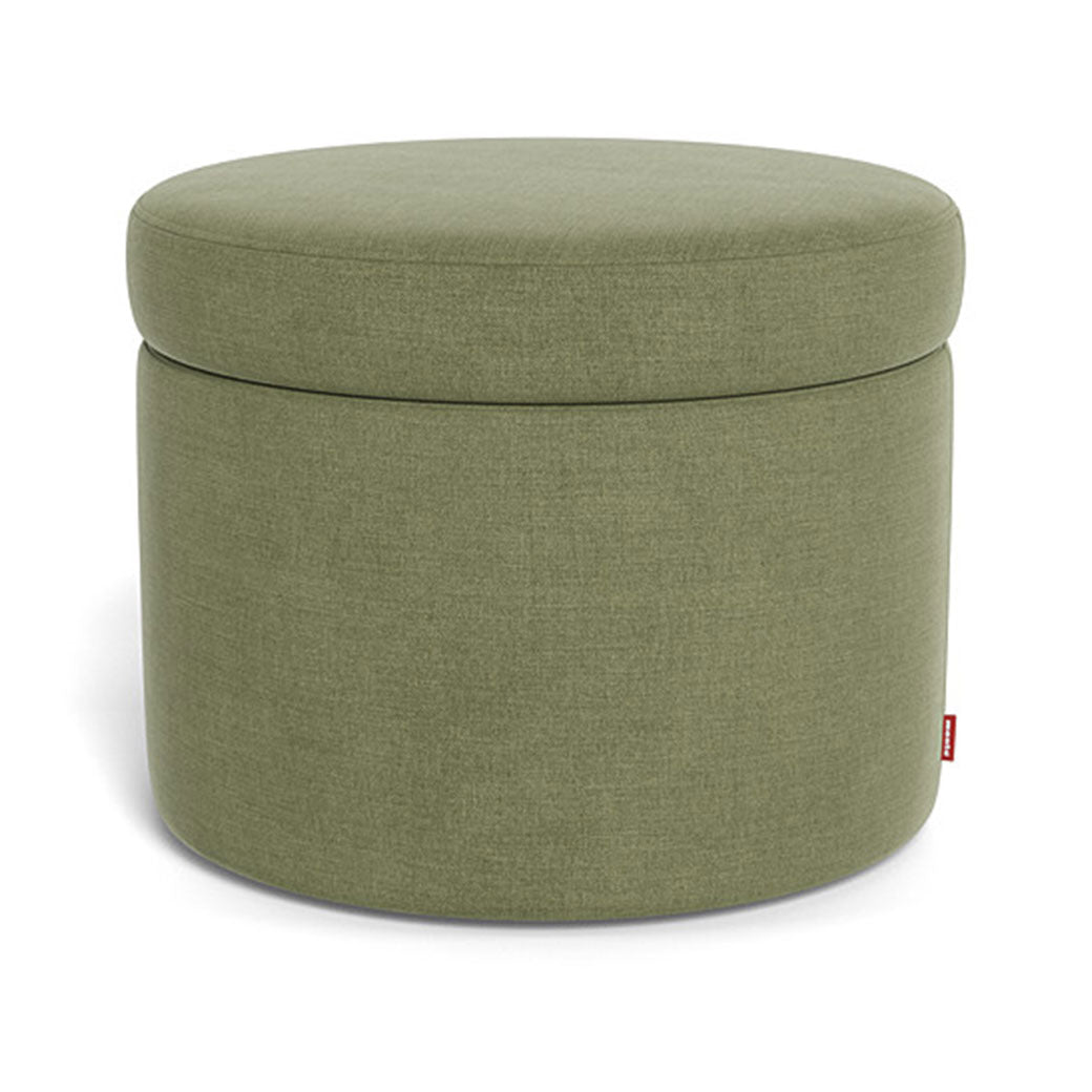 Monte Round Storage Ottoman in -- Color_Olive Green Brushed Cotton-Linen