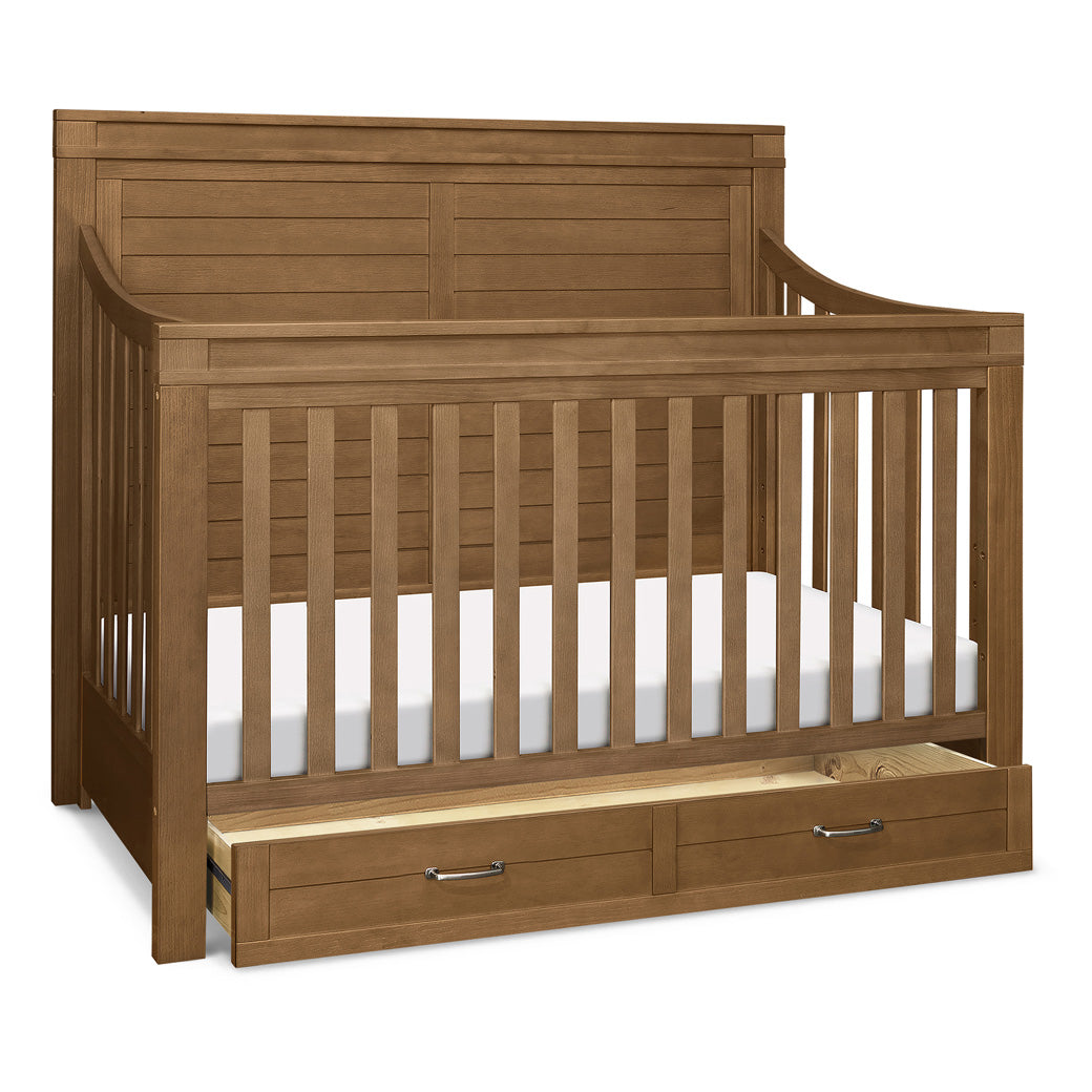 Namesake's Wesley Farmhouse Storage Crib with trundle open  in -- Color_Stablewood