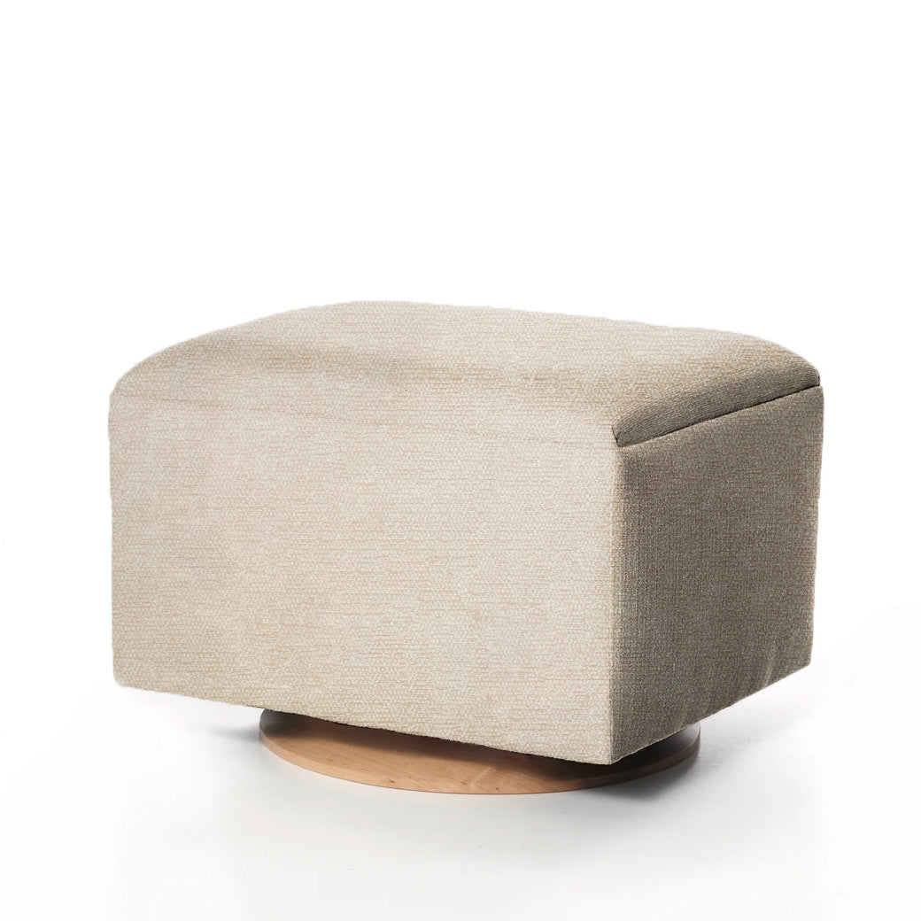 Small Stationary Ottoman With Wood Base