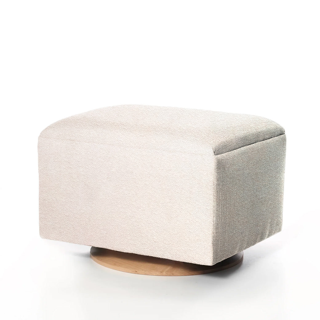 Small Stationary Ottoman With Wood Base