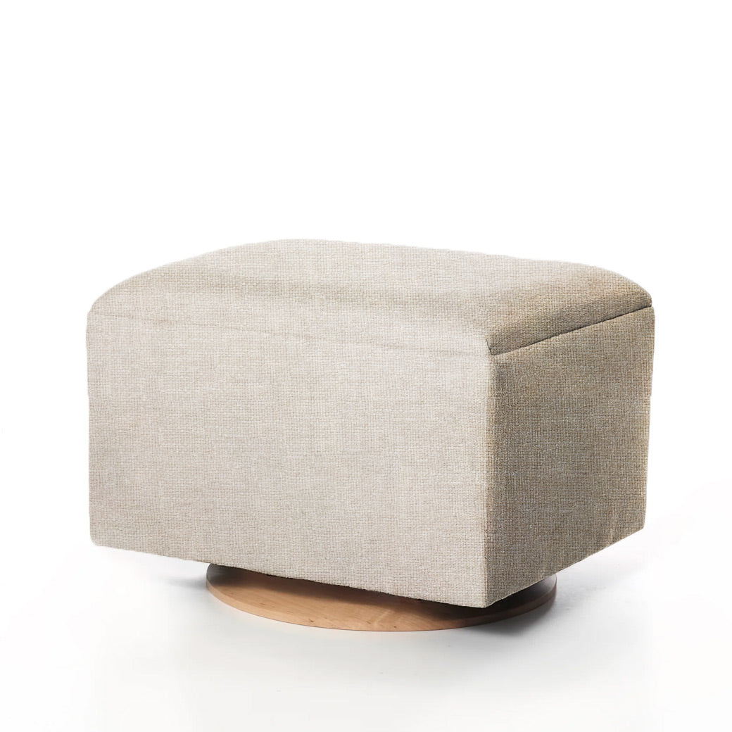 Small Stationary Ottoman With Wood Base