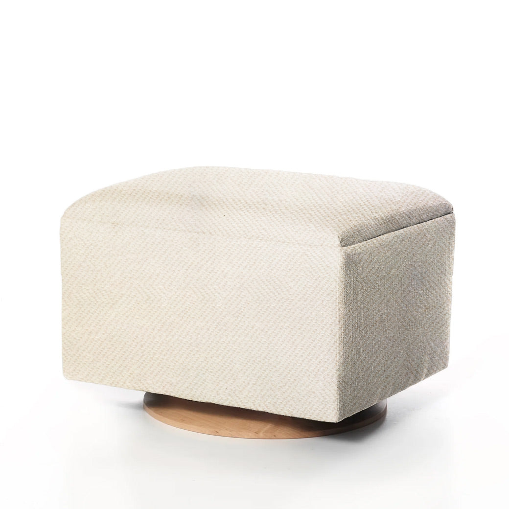 Small Stationary Ottoman With Wood Base