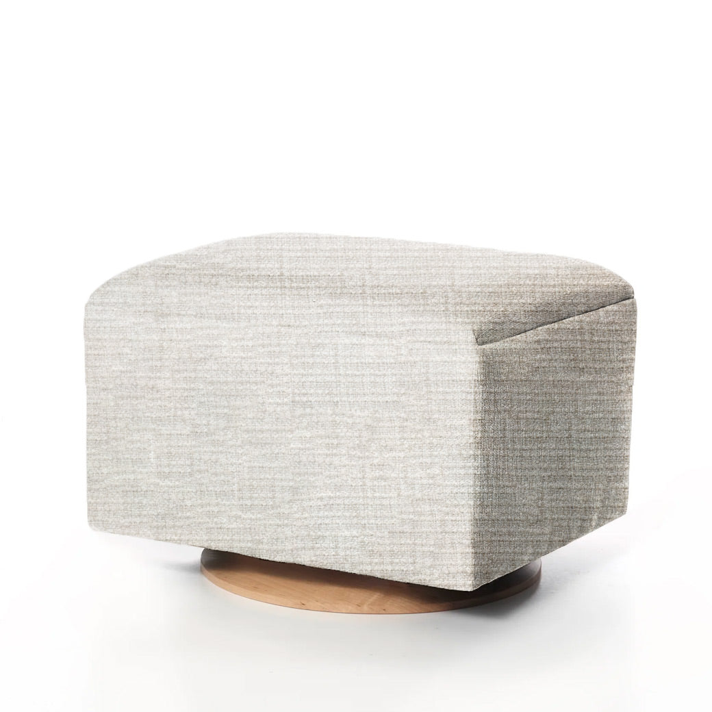 Small Stationary Ottoman With Wood Base