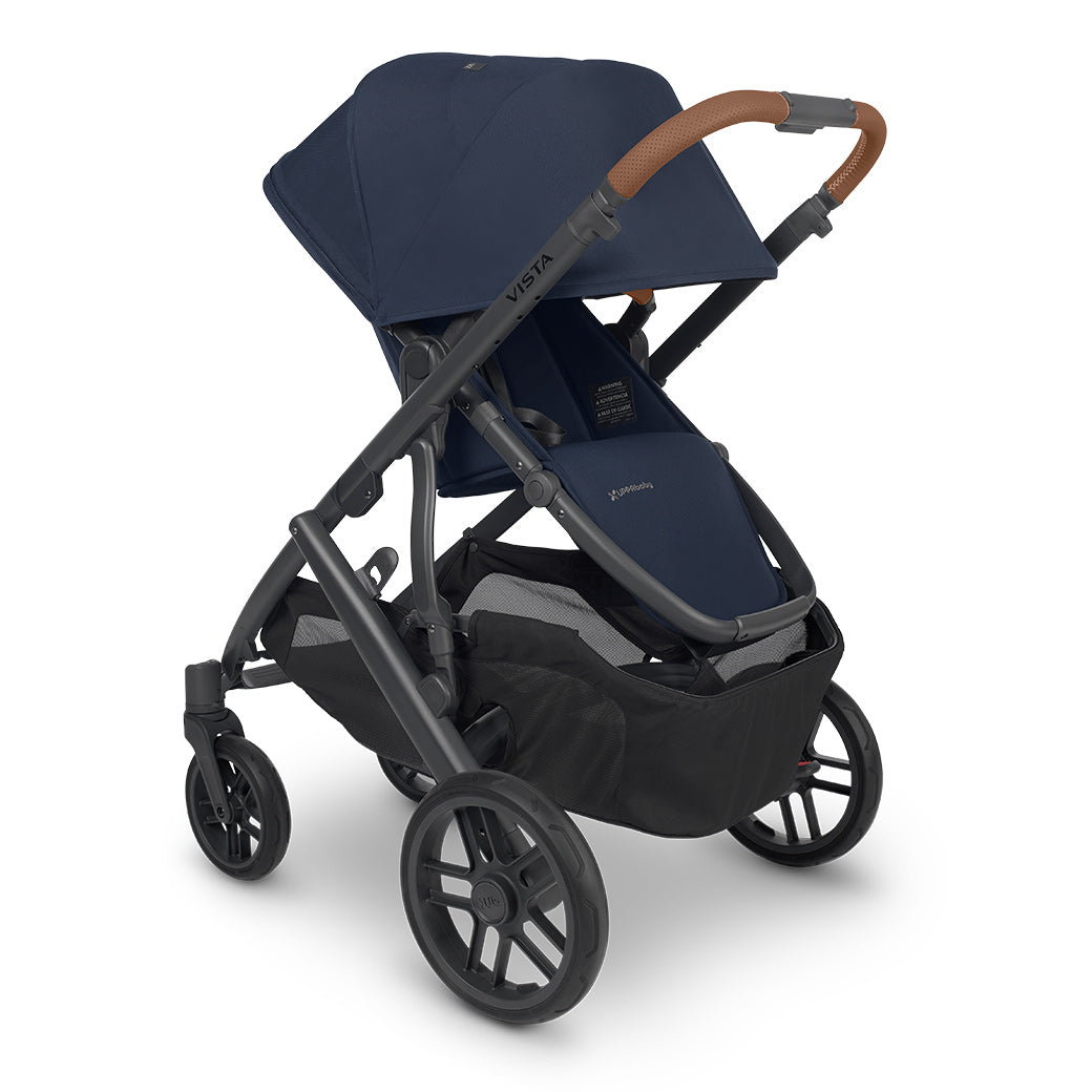 Angled view of reversed UPPAbaby VISTA V2 Stroller with canopy down  in -- Color_Noa