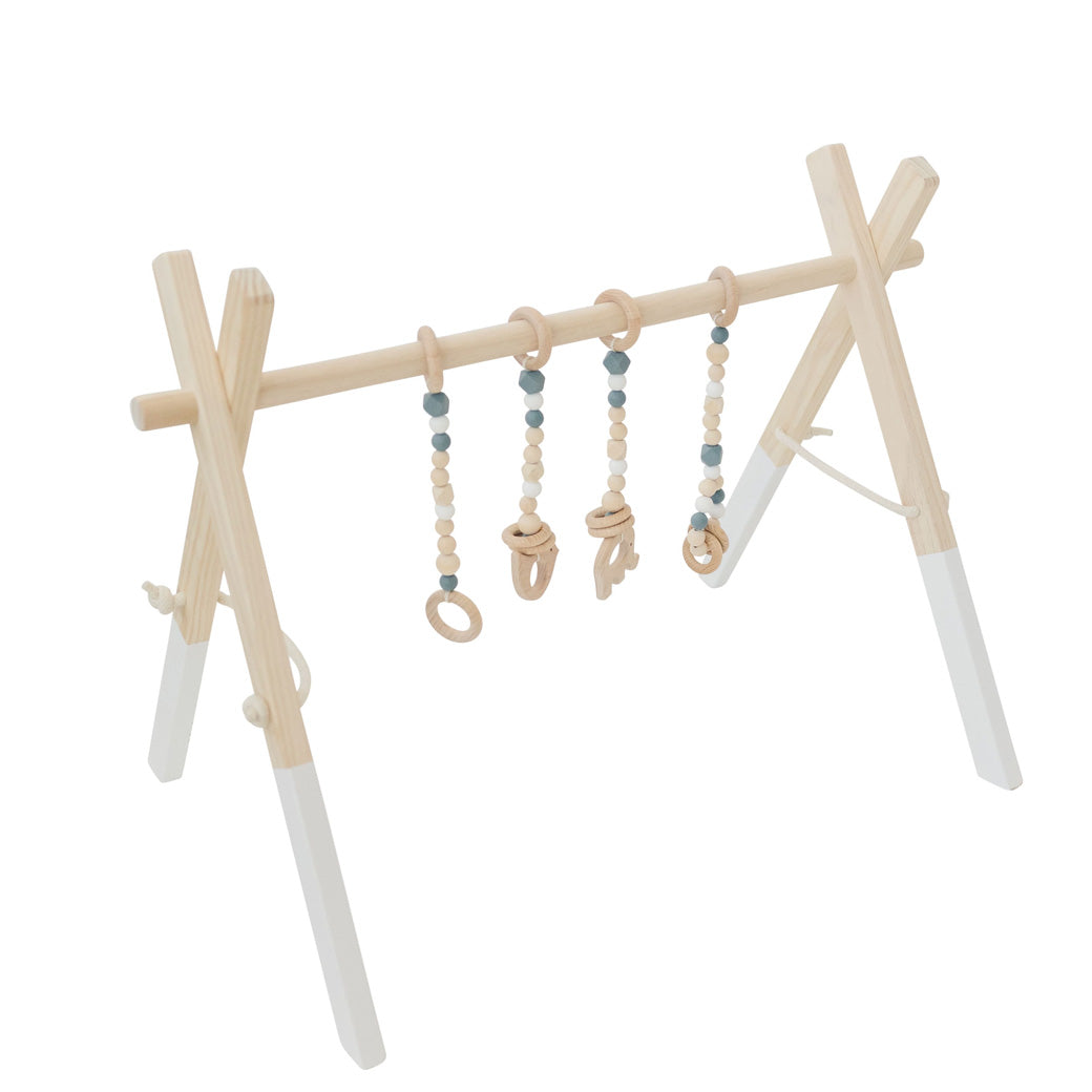 Poppyseed Play Wood Baby Gym + Toys in -- Color_White _ Gray
