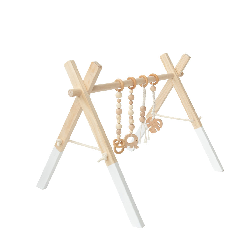 Poppyseed Play Wood Baby Gym + Toys in -- Color_White _ Macrame